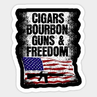 Cigars Bourbon Guns Freedom American Flag Patriotic Whiskey Sticker